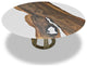 Atalante Walnut Round Table, White Top & Bronze Base, 12 Seater