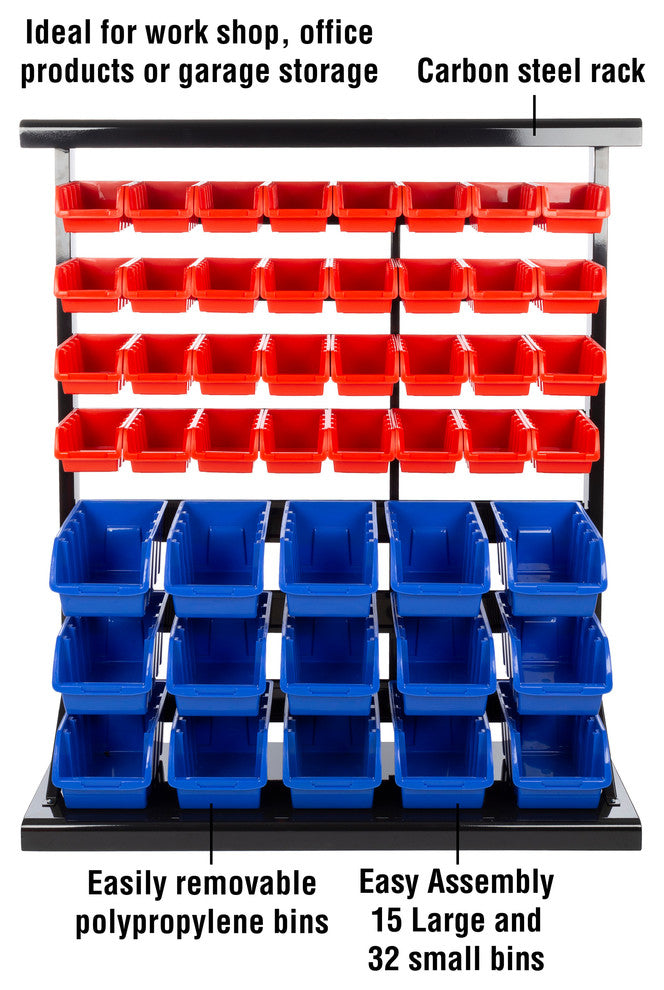 47 Bin Storage Rack Organizer- Wall Mountable Drawers by Stalwart
