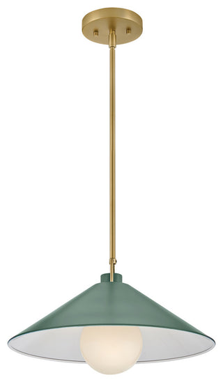 Lark Milo 16" Pendant Light, Lacquered Brass + Sage Green shade
