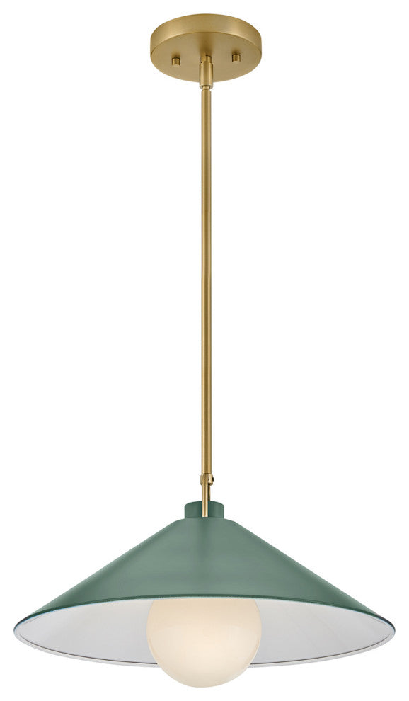 Lark Milo 16" Pendant Light, Lacquered Brass + Sage Green shade