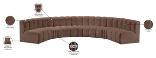 Arc Vegan Leather Upholstered 7-Pc. U-Shaped Modular Sectional, Brown