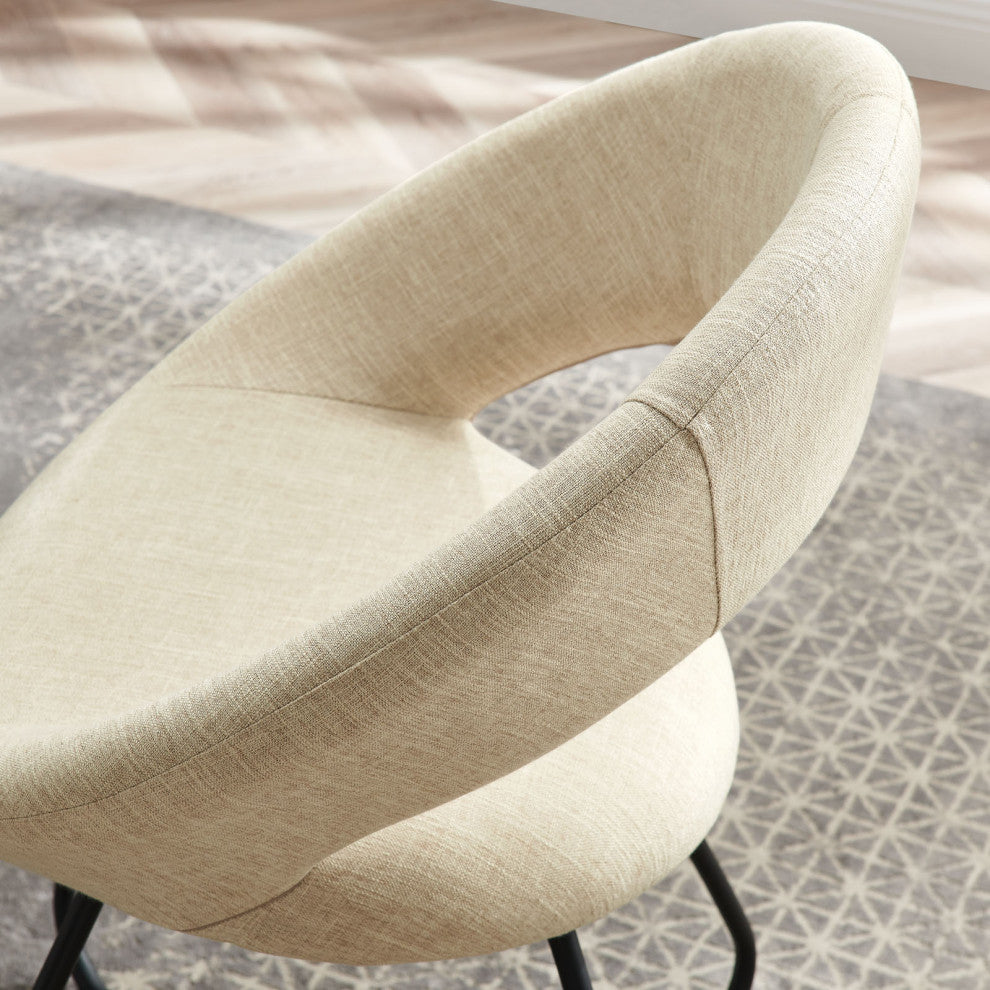 Dining Chair, Set of 2, Beige Black, Fabric, Modern, Cafe Bistro Hospitality
