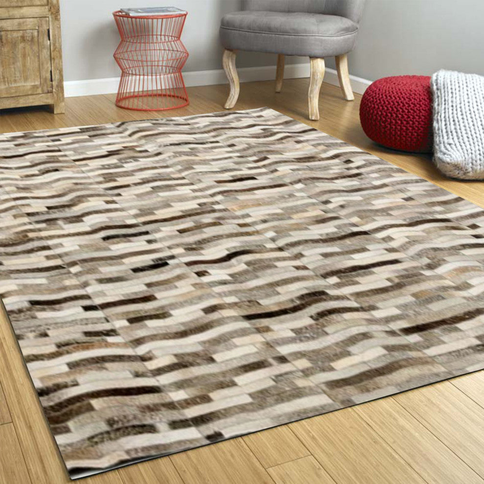 HomeRoots Design Modern Leather Small Area Rug