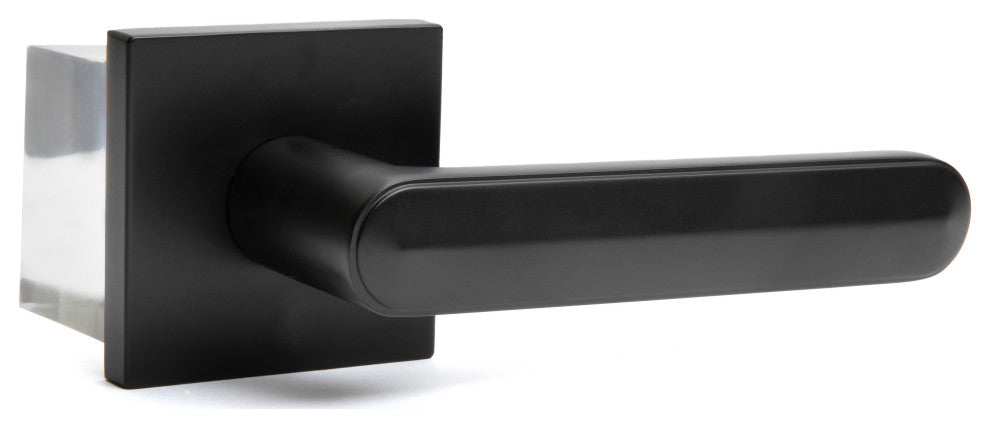 Modern Heavy Duty Designer Interior Door Lever - Beaux Collection, Matte Black, Passage Right Hand
