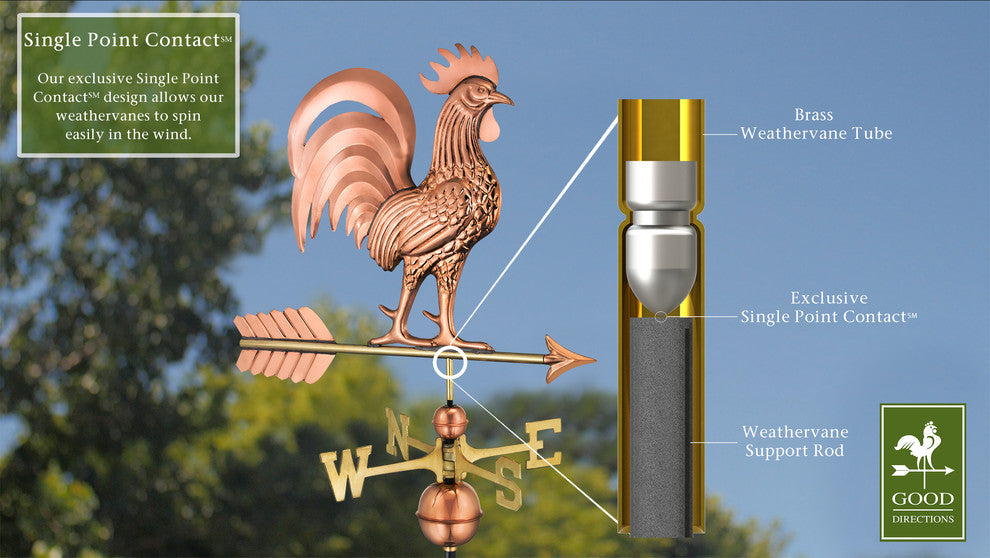 Proud Rooster Weathervane, Pure Copper