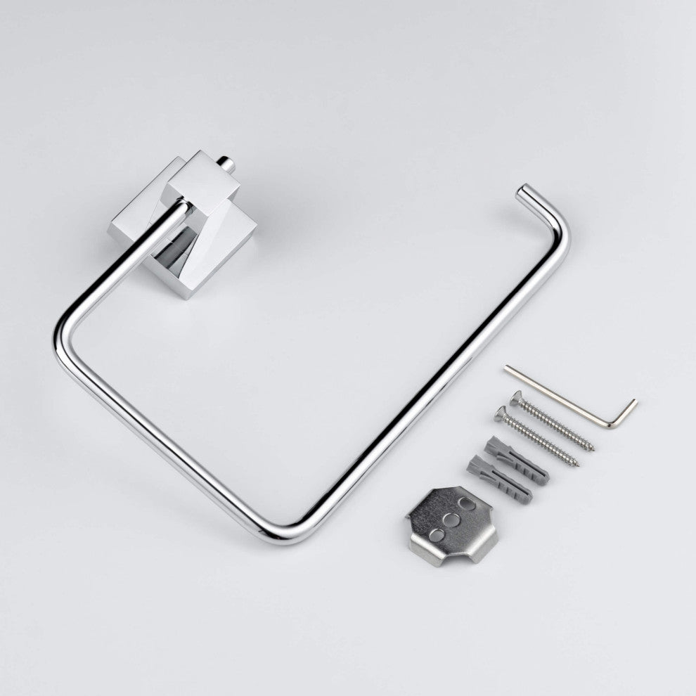 Cube Bathroom Towel Ring, Chrome