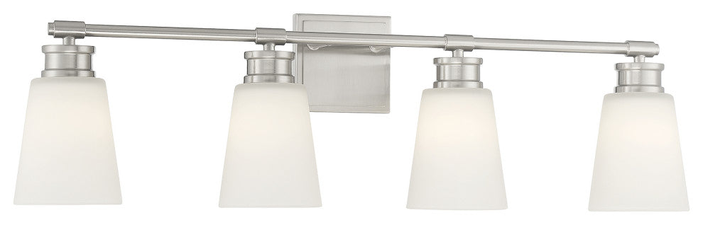 4-Light Bathroom Vanity Light, Matte Black, Brushed Nickel