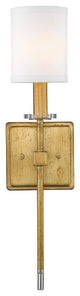 1 Light Gilded Gold Sconce with Acrylic accents and cylinder shade