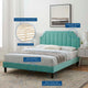 Platform Bed Frame, King Size, Velvet, Blue, Modern Contemporary, Bedroom Master