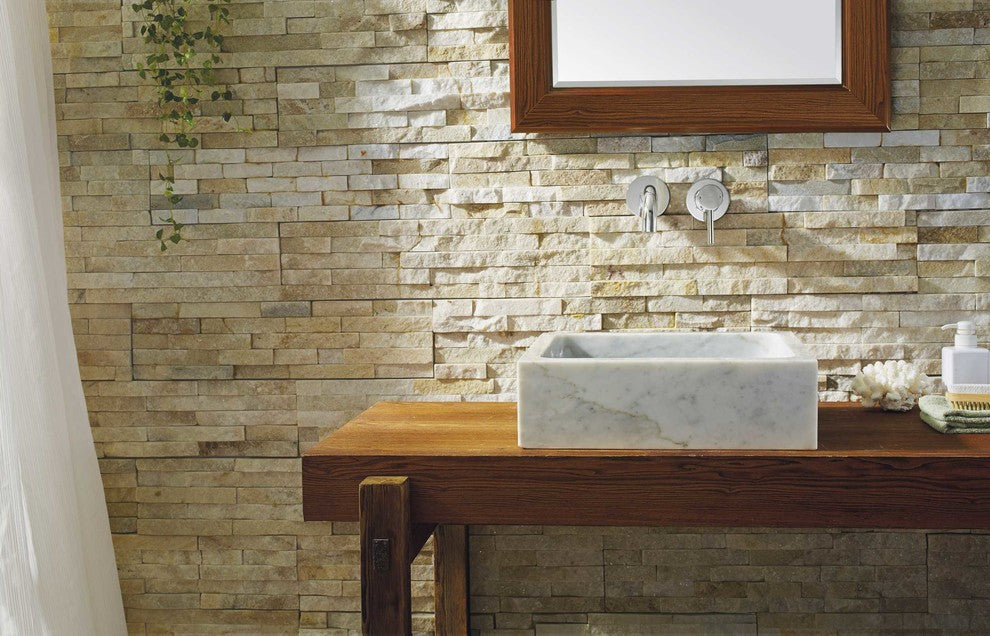 Virtu USA Mya Natural Stone Bathroom Vessel Sink, Bianco Carrara Marble