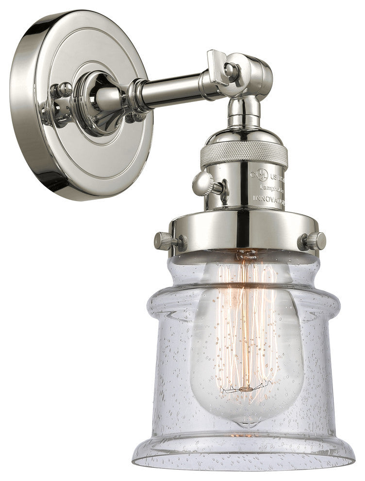 Small Canton 1-Light Sconce, Polished Nickel, Seedy