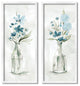 Elegant Indigo Lilac Flower Jars Soft Light Watercolor, 2pc, each 10 x 24