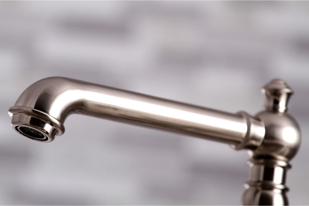 Kingston Brass Bridge Kitchen Faucet With Sprayer, Brushed Nickel