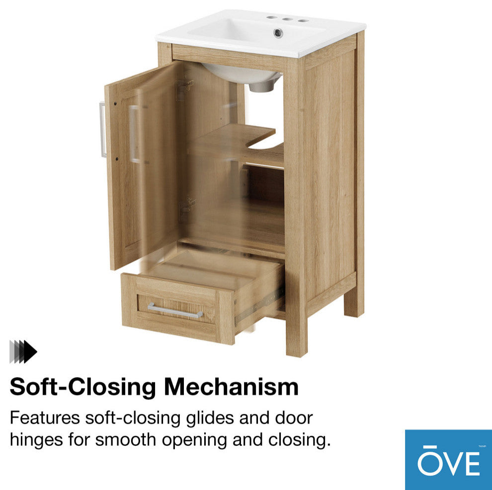 Ove Decors Kansas 18" Single Sink Vanity With Countertop, White, 18 in.