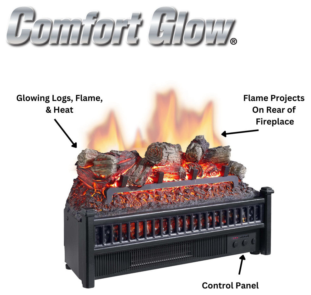 Comfort Glow Electric Fireplace Log Insert Heater w/ Remote