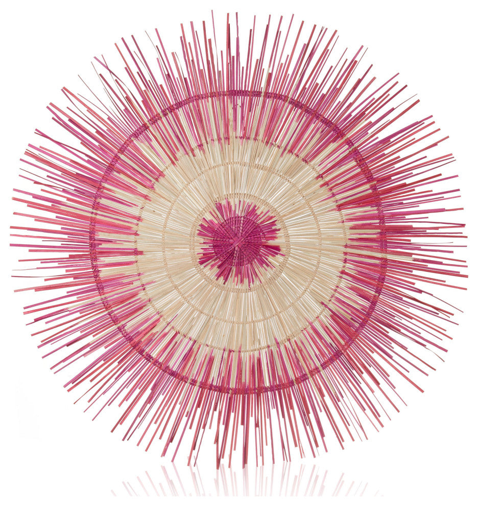 Large Palm Sun Circle, Artisan Crafted, Malawi, Pink, 47"