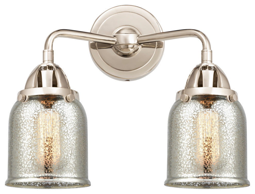 Small Bell Bath Vanity Light, Polished Nickel, Silver Plated Mercury