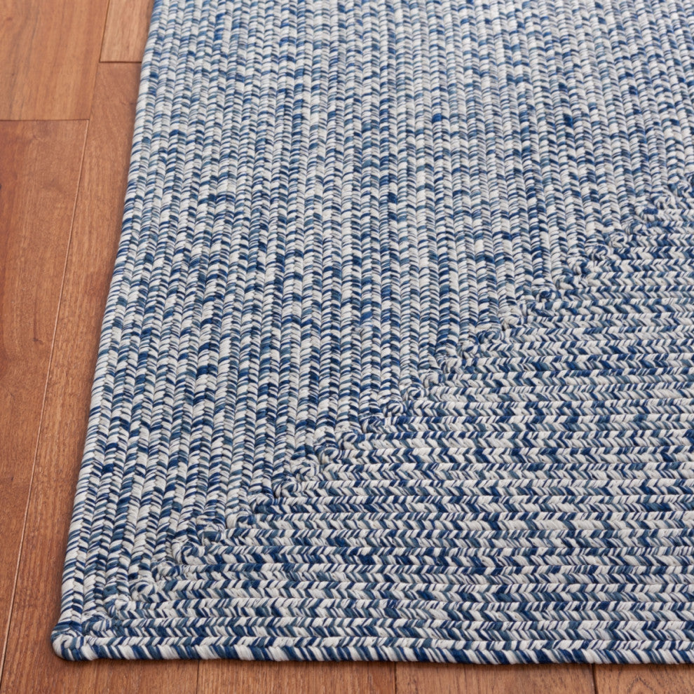 Safavieh Braided BRA201 Rug Machine-Washable, Dark Blue/Ivory, 8' Square