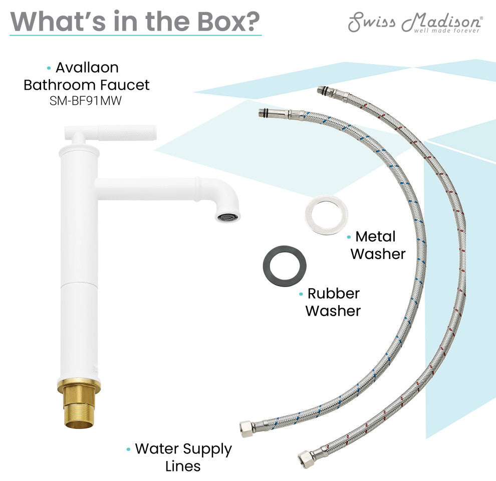 Avallon Single Hole Sleek, High Arc Bathroom Faucet, Matte White