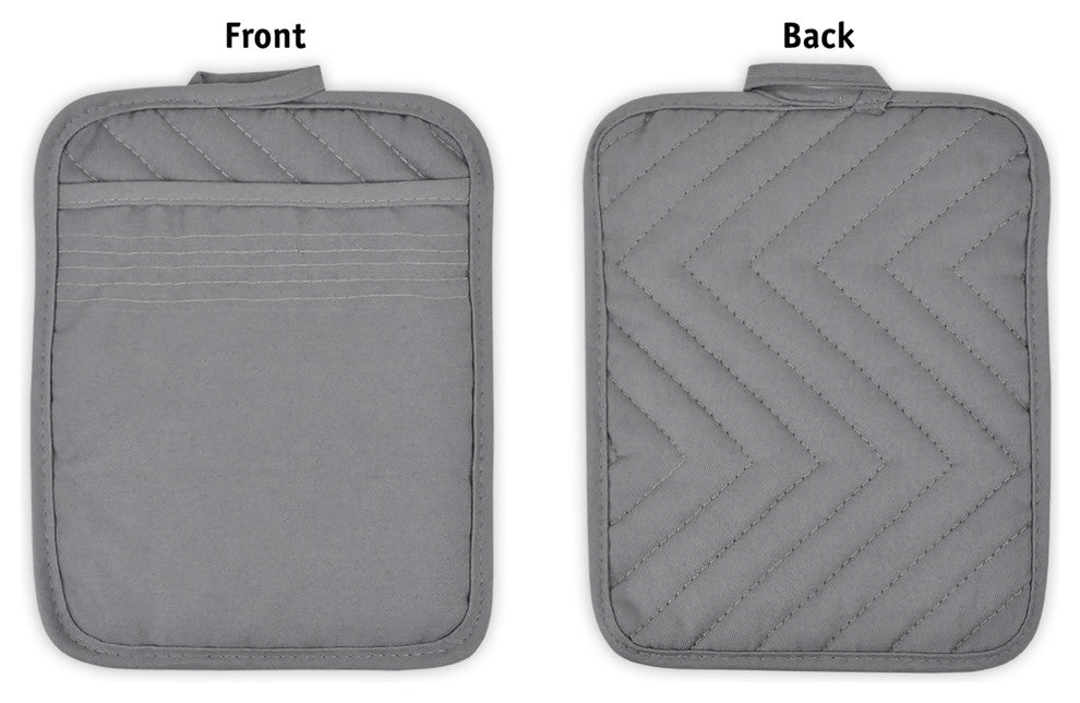 DII Gray Quilted Pot Holder, Set of 3