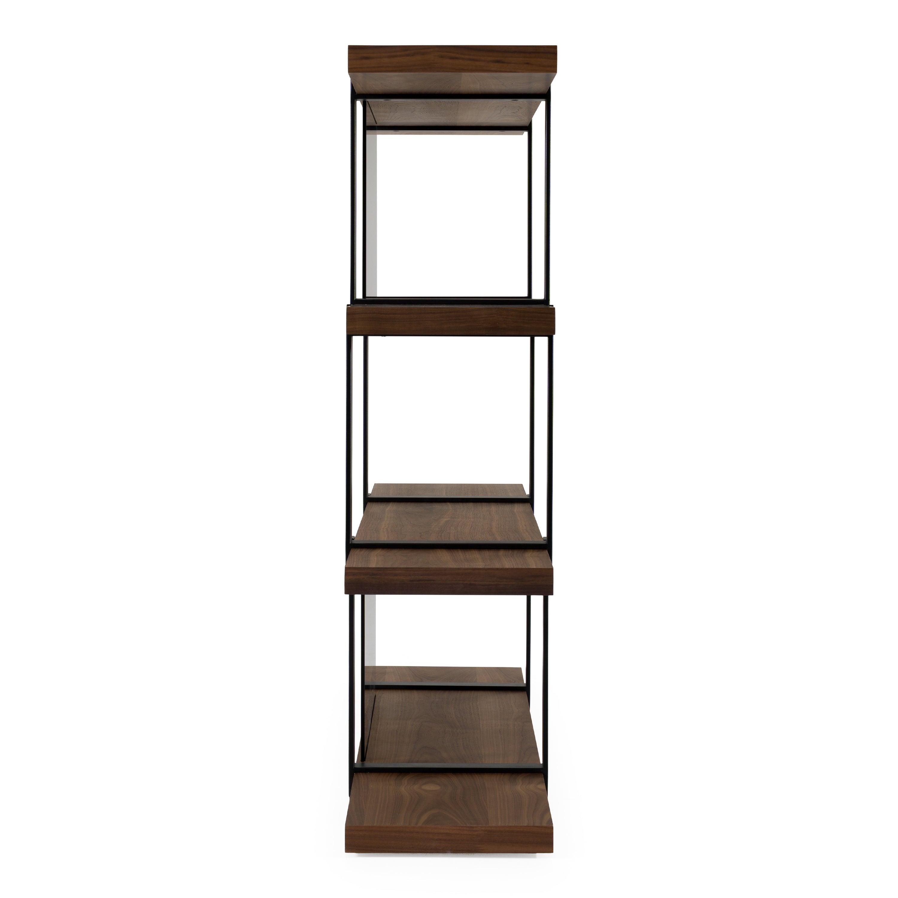Modrest Brewer Modern Walnut and Black Bookshelf