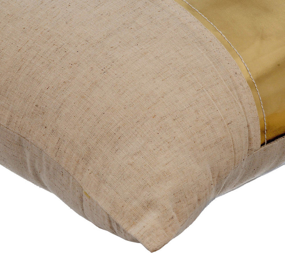 Gold Decorative Pillow Shams 24"x24" Faux Leather, Better Half Gold