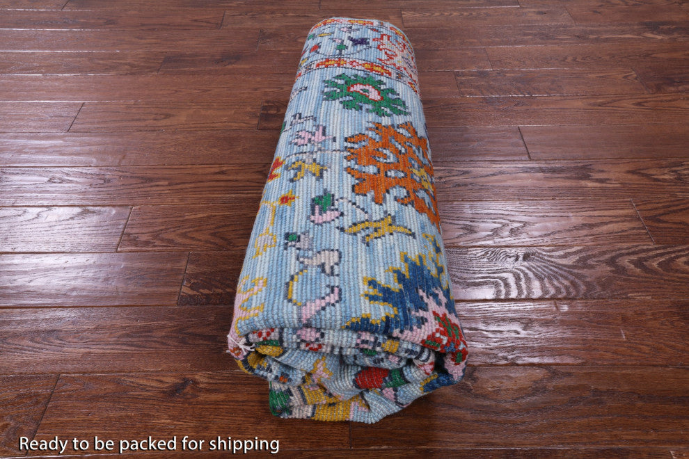 6' Square Hand-Knotted Turkish Oushak Wool Rug - Q13332