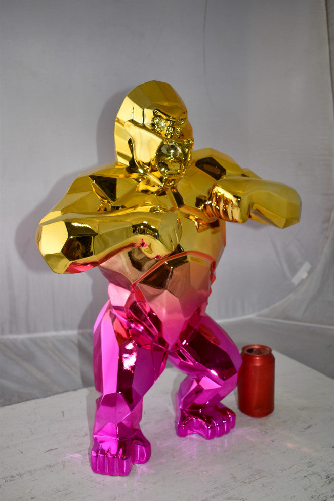 Textile Red and Gold King Kong Statue  Size: 18" x 9" x 23"H