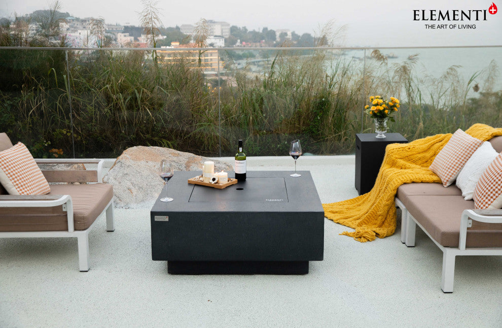 Bergen Square Dark Grey Concrete 40" Natural Gas Fire Table by Elementi Plus