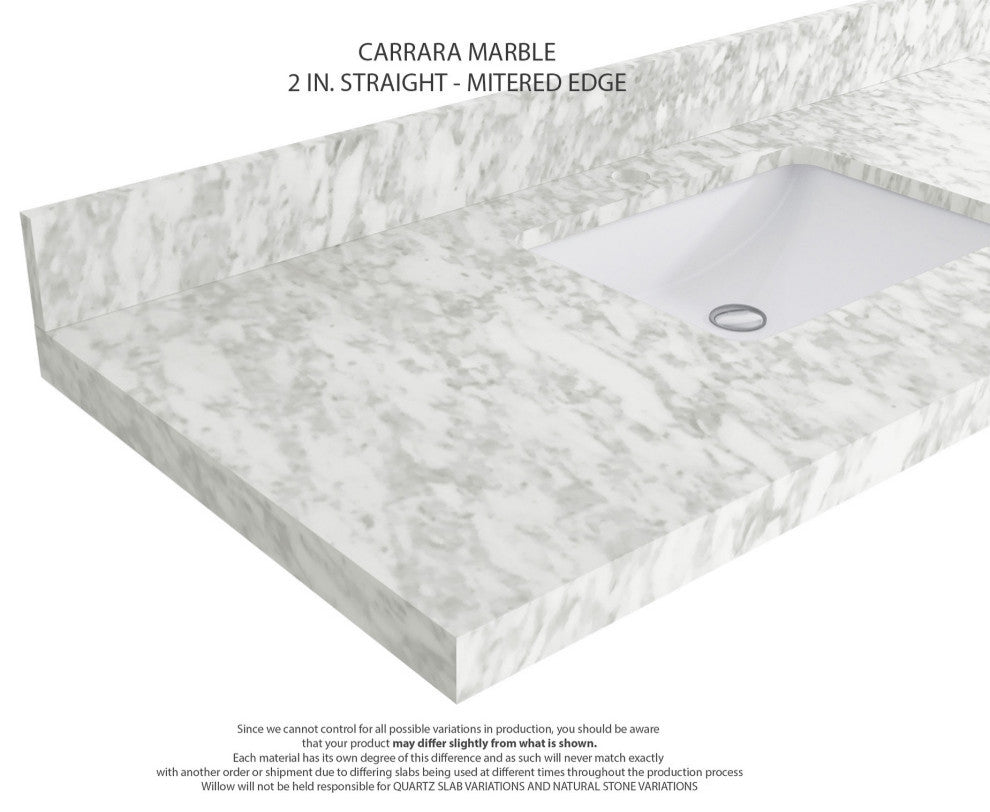Chicago 48" Single Sink Bathroom Vanity, Black 2" Carrara Marble