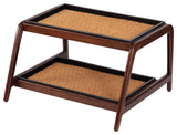Double-Tier Brown Stand With 2-Pair Rubber Boot Trays Smoked Oak