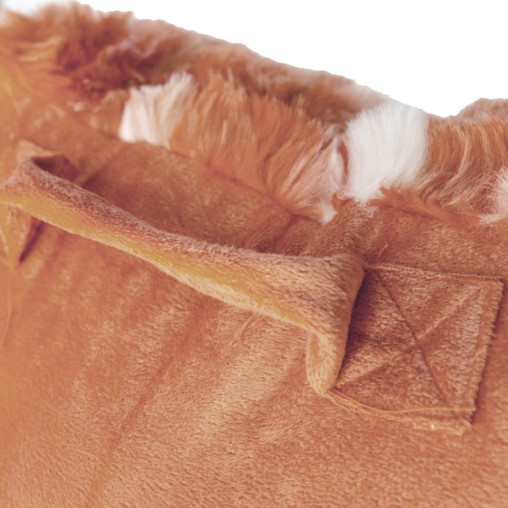 Jacquard Faux Fur Bed Rest NEED ASSEMBLY, 20" x 18" x 17", Burnt Orange