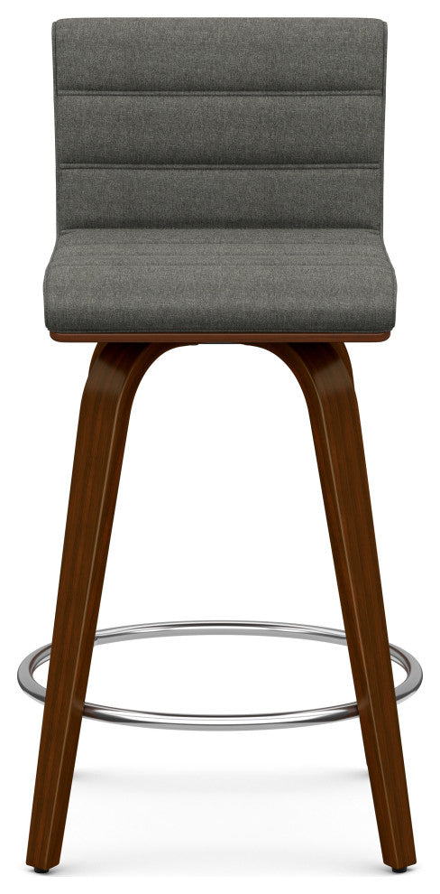 Roland Swivel Counter Height Stool, Grey Linen Look Fabric