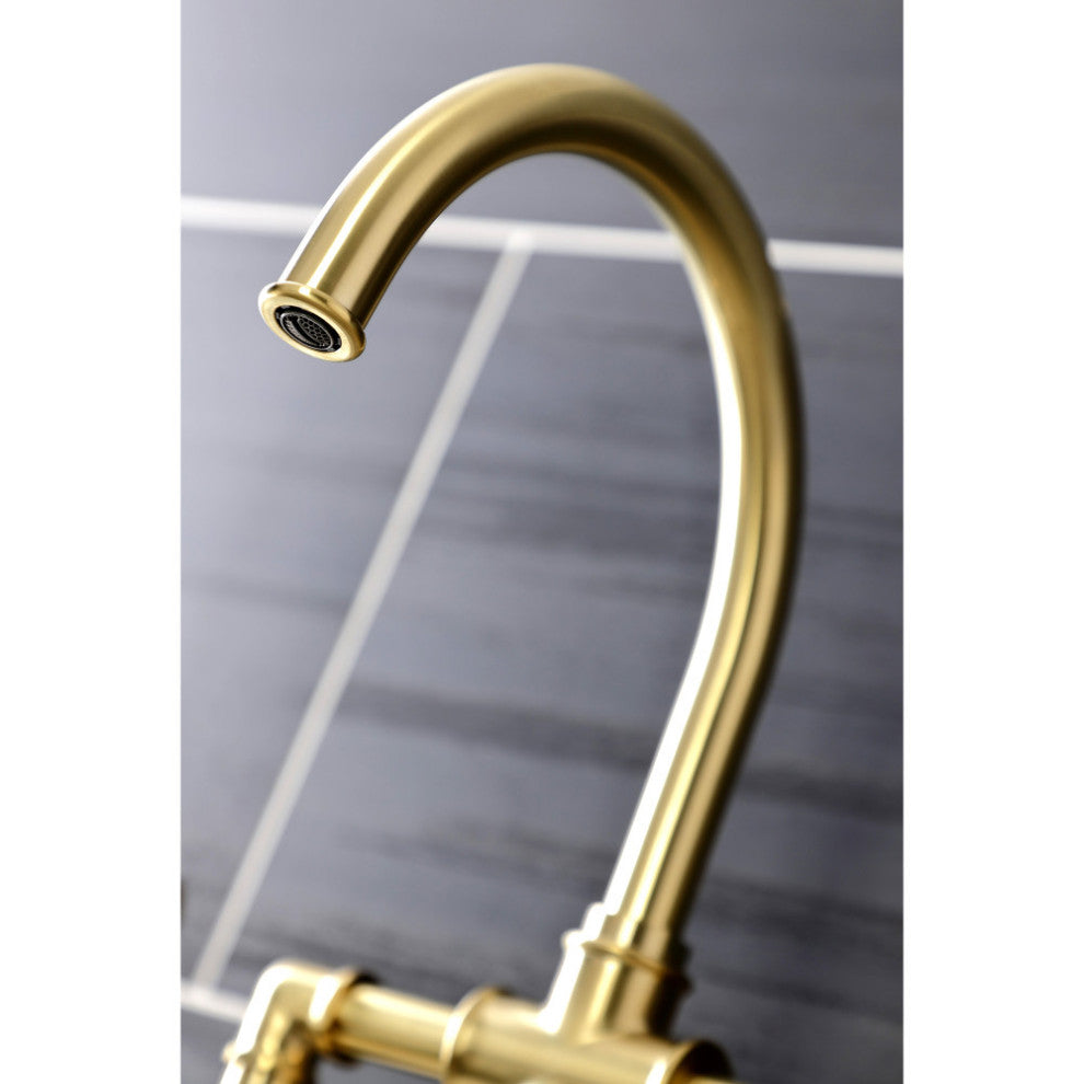 KS2337NX Bridge Kitchen Faucet With Brass Sprayer, Brushed Brass