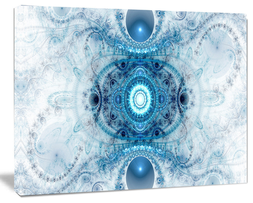 Light Blue Fractal Pattern, Oversized Abstract Canvas Art Print, 60x40