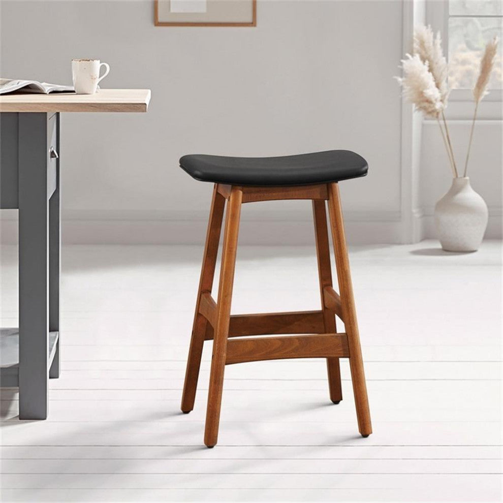 Lexicon Ride Faux Leather Counter Stool in Black (Set of 2)