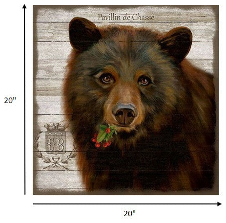 Vintage French Chocolate Brown Bear Wall Art