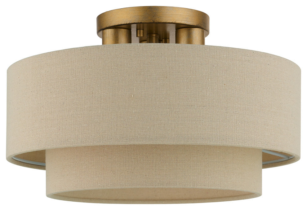 Bellingham 3-Light Antique Gold Leaf Large Semi-Flush