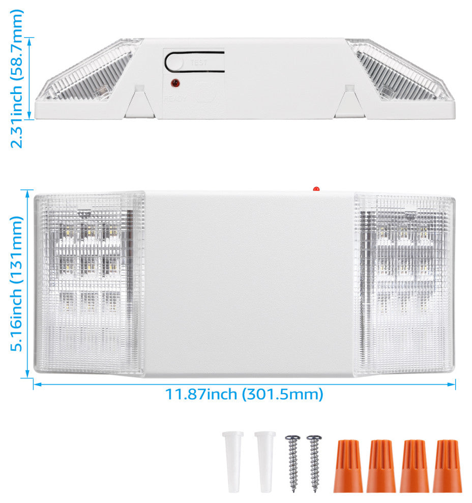8-Pack LED Emergency Exit Light Fixtures, Two LED Square Heads