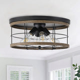 Farmhouse 4-Light Drum Metal Frame Flush Mount Ceiling Light