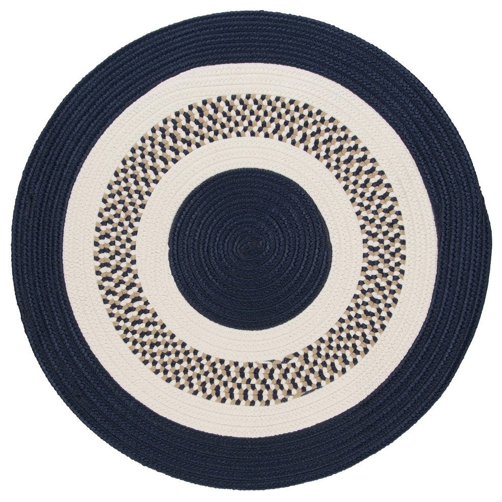 Colonial Mills Flowers Bay FB52 Navy Indoor/Outdoor Area Rug, Round 8'x8'
