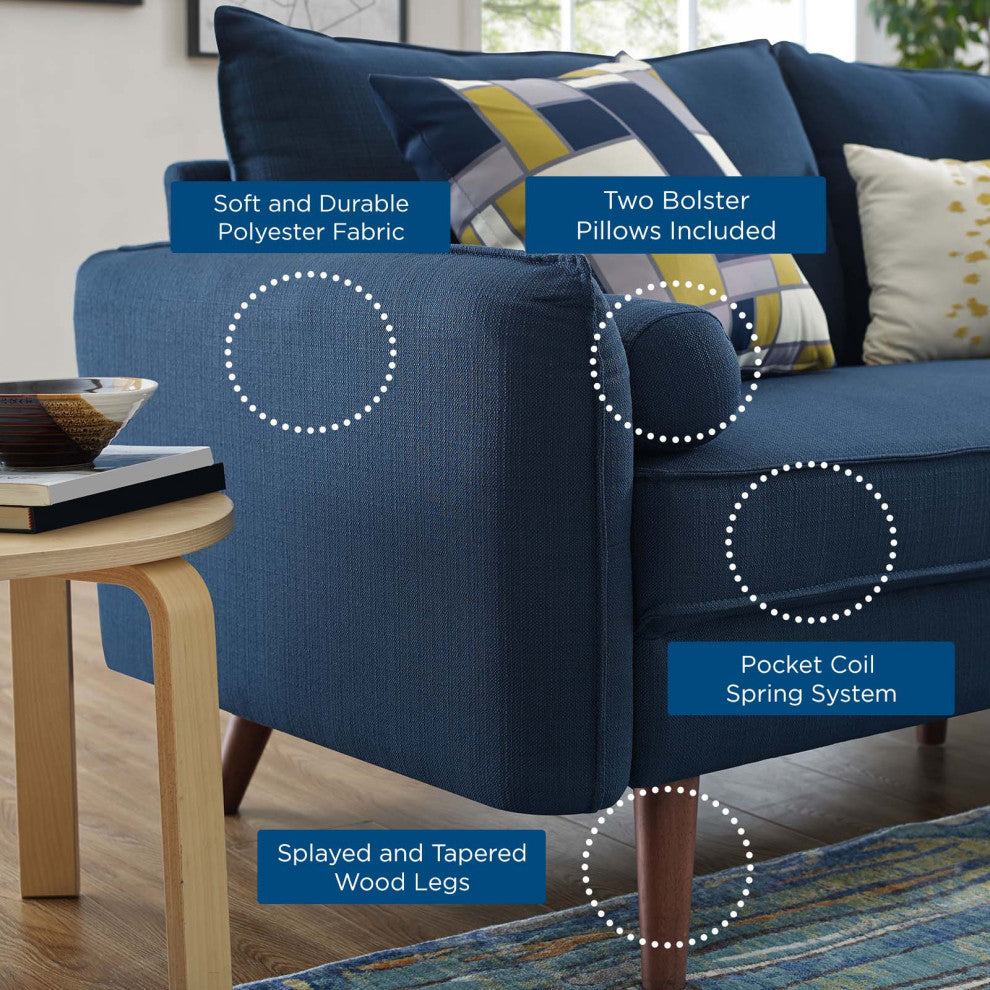 Loveseat and Sofa Set, Fabric, Navy Blue, Modern, Living Lounge Hospitality