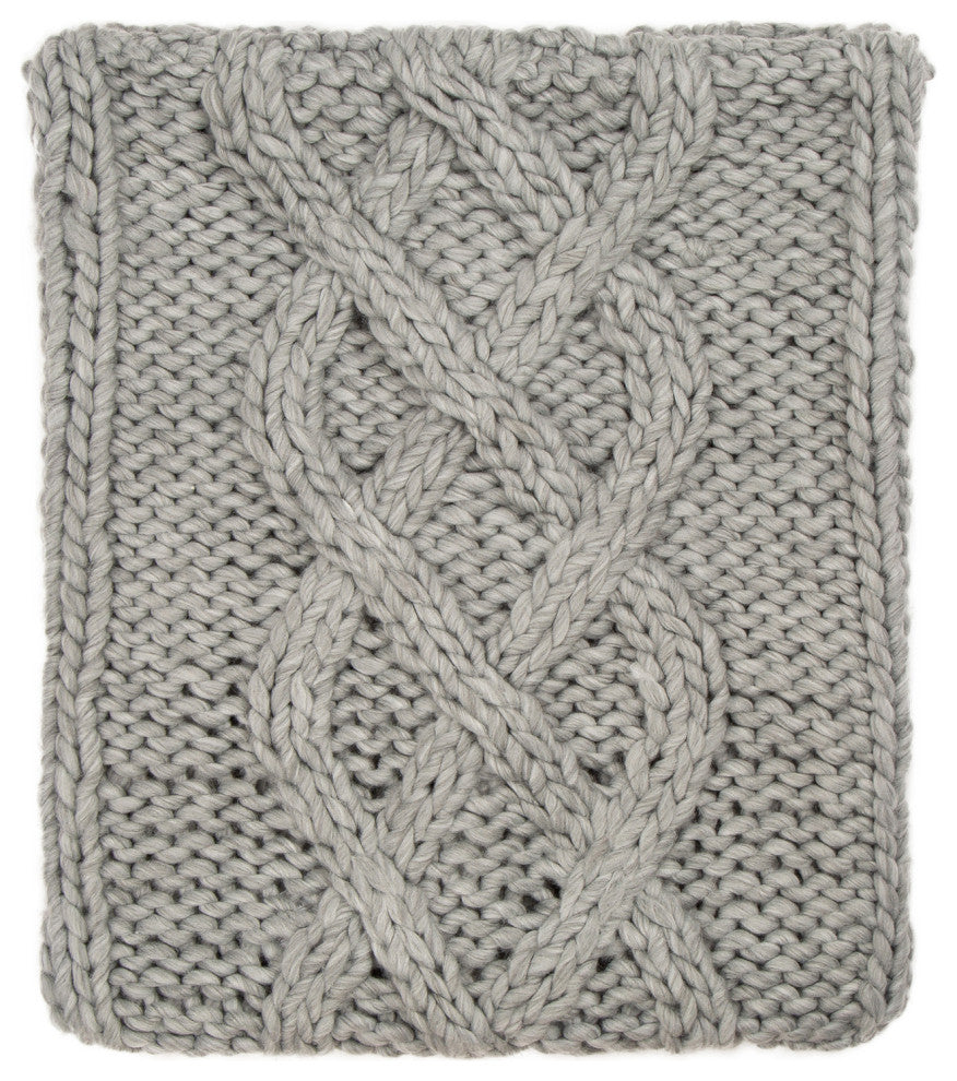 18"L*18"W Gray Handmade Acrylic Cable Knit Pillow Cover
