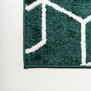 Tumbling Blocks Modern Geometric Green/White 8'x10' Area Rug