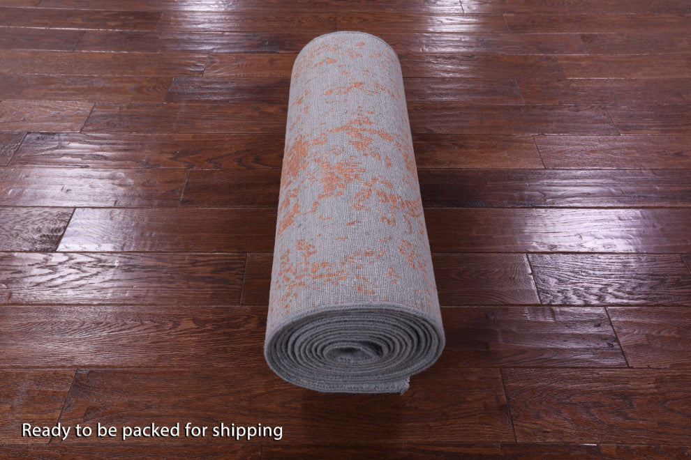 2' 6" X 18' 0" Wool and Silk Modern Hand Knotted Runner Rug Q11841