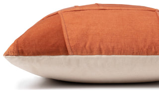 18"x18" Mondrian Inspired Patchwork Dip Dyed French Seamed Throw Pillow, Rust, P