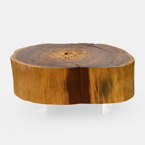 Vinhatico Small Crosscut Coffee Table and Acrylic Legs