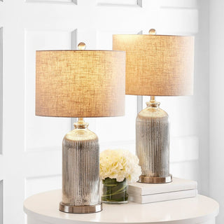 Safavieh Ashson Table Lamp Set of 2 Silver/Ivory