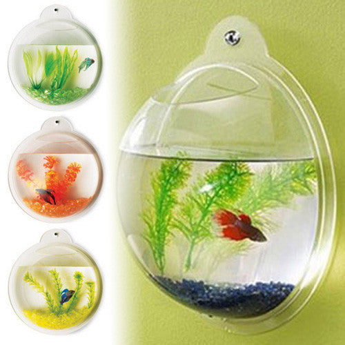 Modern Home Fish Bubble Aquarium - Deluxe Acrylic Wall Mounted Fish Tank w/Bonu