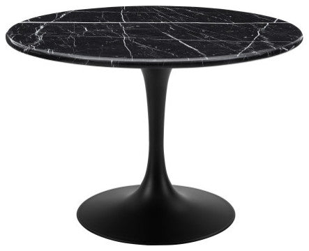 Colfax Black Marquina Marble Dining Table, Black